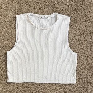 Reformation | Women's White Ribbed Sleeveless Crop Tank Top | Size S